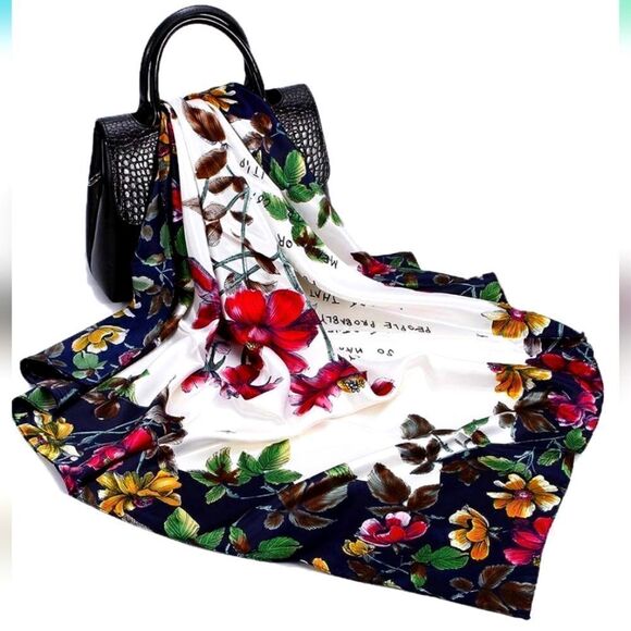 Fashion Head Scarf Headwraps for Women Silky Scarf Female Satin Print 35 x 35 in - Picture 2 of 13